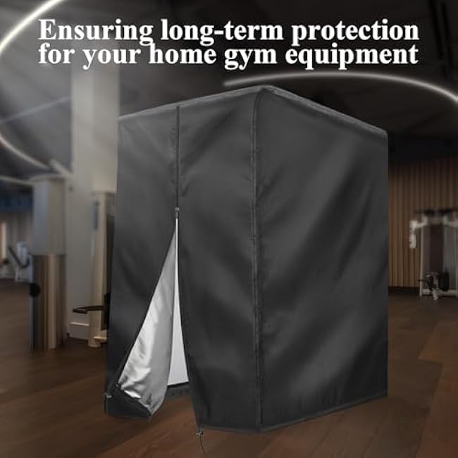 Squat Rack Cover with Waterproof Zipper, Protective Cover for Power Cage/Weight Lifting Rack/Weight Cage/Power Racks for Home Gym Equipment Storage-Indoor & Outdoor Use, 64 x 68 x 82.5