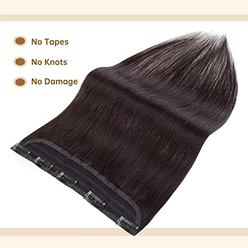 TESS Clip In Hair Extension,Hair Extensions Real Human Hair One Peice 5 Clips Straight Natural Hairpieces for Womens/Girls(#1B Natural Black,10Inch) - Image 3