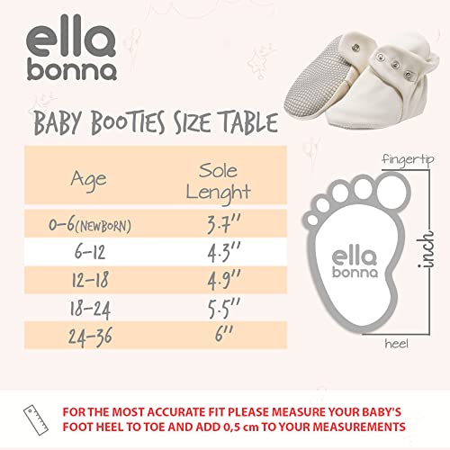 Ella Bonna Organic Cotton Baby Booties, Non Skid, Soft Sole, Stay On Baby Shoes, House Slippers For Baby Boys Girls Toddlers (18-24 Months Infant, Beige, 18_Months) #TOP1