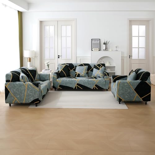 Image of HOKIPO 'Elira Series' Stretchable Cushion Cover for Sofa 16x16, Pack of 2, Multicolor Abstract Geometry (NEW-AR-4993-C10*2)