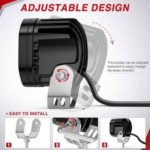 Image of Nilight 7 /8 inch Handlebar Motorcycle LED Driving Light Pod 2PCS 3 Inch 40W White Amber Dual Color Spot Beam Fog Auxiliary Offroad Lighting with 16AWG Wiring Harness for 12V Motorbike Dirt Bike e-Bike