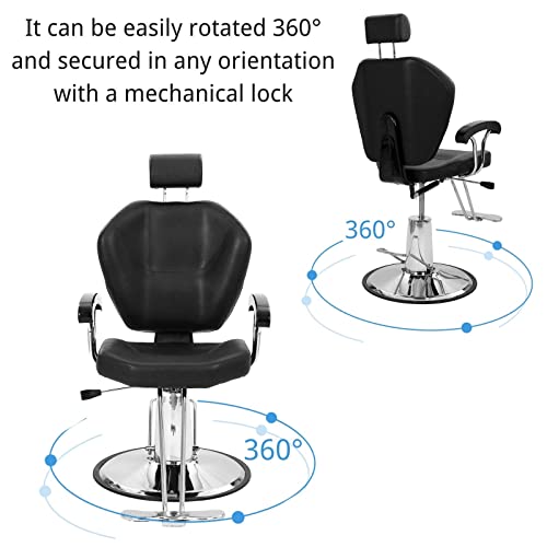 Winado Barber Shop Hydraulic Tilting Salon Chair, Styling Barber Chair With Headrest And Footrest, 360 Degree Swivel, 6" Cushion Height Adjustable, For Hair Stylist, Black #TOP4