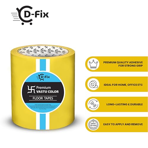 Image of D-fix Vastu Color Floor Tapes | 4 Inch Wide, 25M Each | Yellow | Vastu Dosh Remedy, Vastu Correction for WC, Toilet, Entrance, Home & Office (1 Rolls Pack)