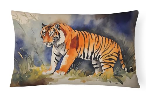Caroline's Treasures DAC2881PW1216 Bengal Tiger Throw Pillow Machine Washable, Indoor Outdoor Decorative Pillow for Couch, Bed or Patio, 12HX16W