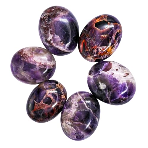 Image of Dreamy Amethyst Crystals and Healing Stones - Large Palm Stone Crystals Piedra - Crystal for Good Luck, Positive Energy, Meditation - Unique Stocking Stuffers and Birthday Gifts for Women, Men