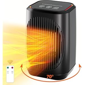 Space Heaters for Indoor Use, Portable Electric Heater with Thermostat,Remote, 2s Fast Heating, 3 Modes, 70°Oscillation, 1500W PTC Ceramic Desk Heater with Heating and Fan Modes for Office Bedroom Use