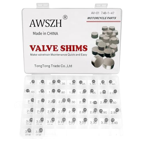 AWSZH Adjustable Valve Shim Kit 7.48mm Compatible with Honda CRF250X 2004-2017 Kawasaki KLX250 1979-1980 Suzuki TL1000S 1997-2001 Yamaha FZS600 FZ6 2004-2007 Yamaha YZF-R6 1999-2009 Dirt Bikes(47Pcs)