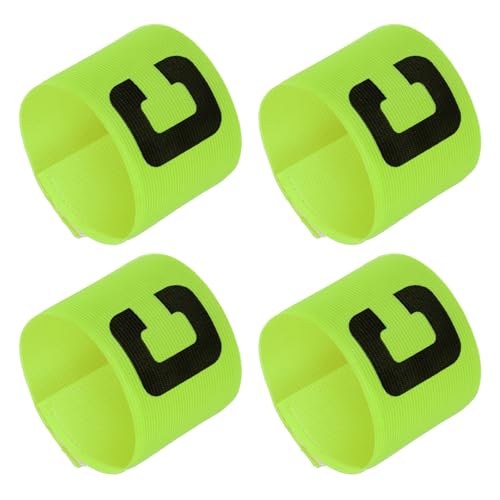 YOKIVE 4 Pcs Soccer Captain Armband, Nylon Protective Arm Badge, Adjustable Flexibility, Great for Team Training, Competitions (Green, 11.8 x 2.8-Inch)