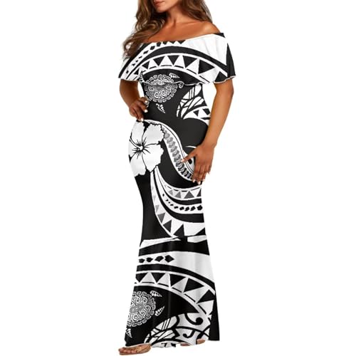 Image of Polynesian for Women S-7XL Off Shoulder Maxi Dress Hawaiian Summer Dresses