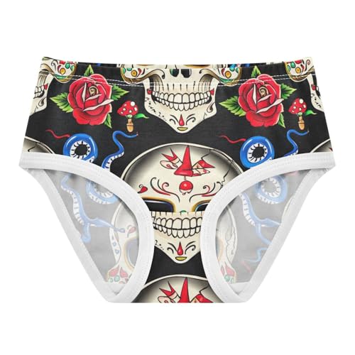 Artistic Girls Underwear Toddler 2t Cotton Panties for Girl Cartoon Skulls Roses Black Briefs Girls Undies