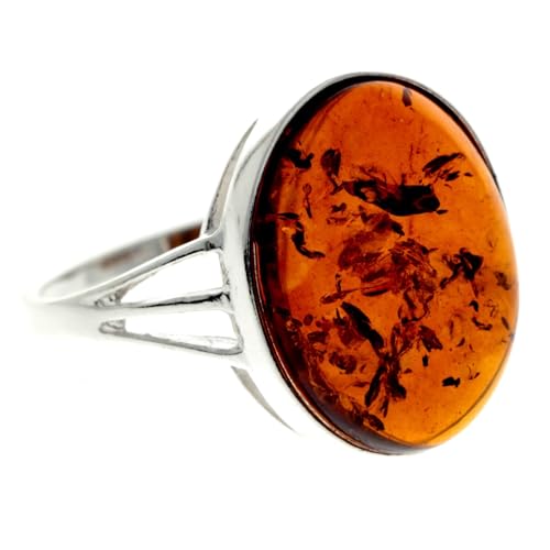 Bague ambre et argent 925 femme SilverAmber 7504P alliance anneau solitaire moderne
