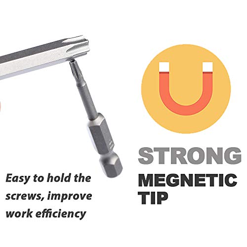 Vesttio Torx Security Screwdriver Bit Set 11Pcs 1/4 Inch Hex Shank 4 Inch/100 Mm Length S2 Steel Tamper Proof Star 6 Point With Magnetic For Power Screwdriver Drill Impact Driver #TOP5