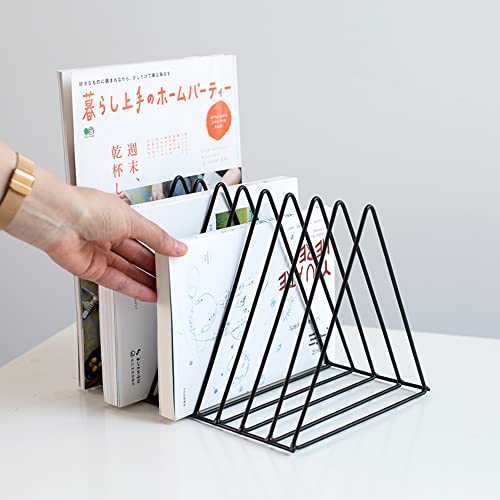 Sooyee 2 Pack 9 Slot Black Magazine Holder,Desktop File Sorter Organizer Triangle Bookshelf Decor Home Office - Image 3