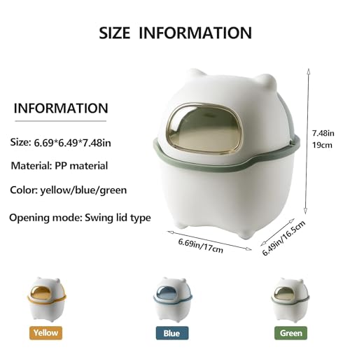 Image of Cute Cartoon Bear Mini Table Top Dustbin with Lid, Small Desk Trash Can for Kids Study Table, Desktop Garbage Bin for Office, Bedroom, Makeup Table, Plastic Wastebasket