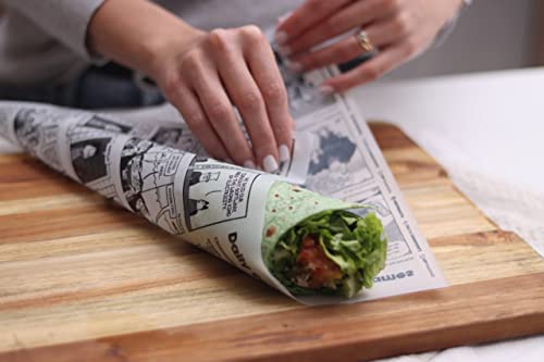 Technopaper Premium Deli Paper 12"X12" - 1,000 Pack - Water & Grease Resistant - Biodegradable, 100% Recyclable And No Wax Coating, Tray Liner (White, Comics) #TOP1