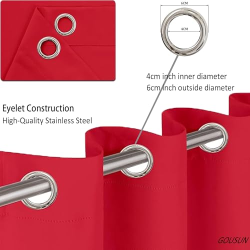 Rideau occultant rouge à œillets en polyester de qualité supérieure - 6