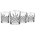Godinger Double Old Fashioned Glasses, Beverage Glass Cups, Drinking Glasses, Dublin, Platinum Rim, Set of 4