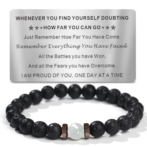 Sobriety Gift for Men Women Sober Gifts Beaded Bracelets Sobriety Cards Anniversary Month & Year Recovery Addiction Gifts Milestone AA NA Alcoholics Anonymous Easter Birthday Gifts for Men
