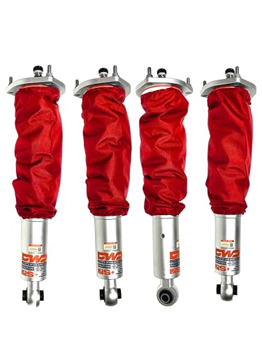 Dust covers for coilovers, shock absorbers, water-repellent 4 pcs, red