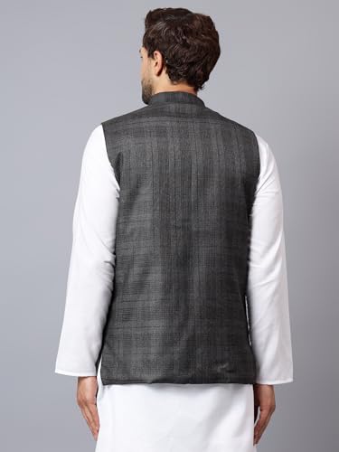 Image of LATEST CHIKAN Men's Traditional Tweed Cotton Checkred Premium Nehru Jacket /Waistcoat