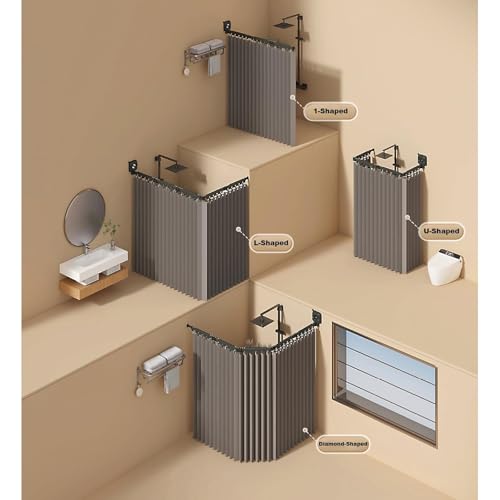 Tringle et rideau de douche pliables sans perçage pour optimiser les petites baignoires d'angle