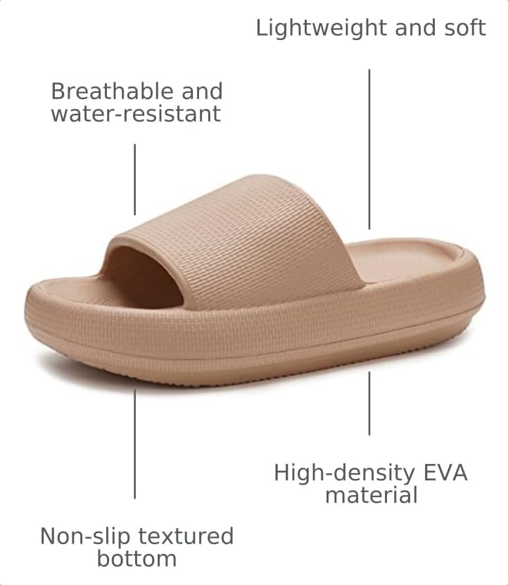 Image of WHITIN Women's Slides with Cushioned Thick Sole Slippers for Home Wear Y13 | Comfort for Daily Wear, Waterproof & Easy to Clean, Indoor & Outdoor Versatility, Lightweight EVA for All-Day