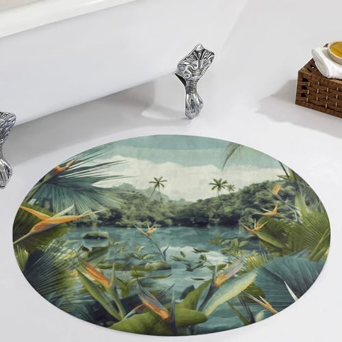 Alfombra pequeña lavable de alta suavidad y diseño tropical para hogar 6