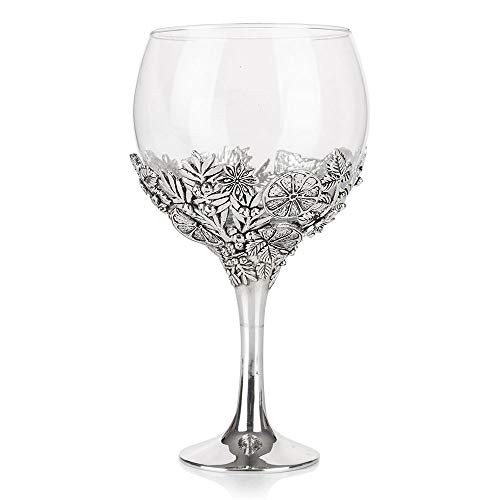 AE Williams Stunning Pewter Gin Glass with Botanical, Lemon, and Orange Detailing