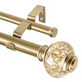 1 Inch Luxury Gold Double Curtain Rods for Windows...