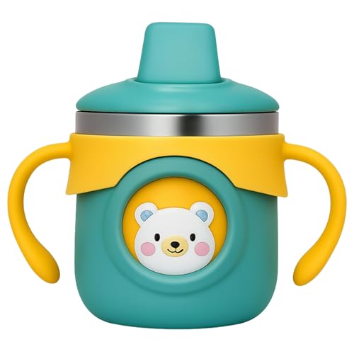 Image of Stainless Steel Baby Sipper Bottle for Kids - 260 ml | Leakproof Sippy Cup with Straw | Travelling Water Bottle for Kids (Teal)