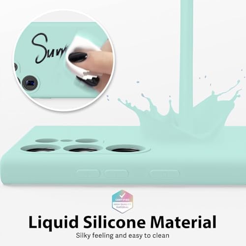 Image of DIZORO Microfiber Candy Case Compatible for Samsung S24 Ultra Smooth Touch Cushion Liquid Soft Silicone Gel Rubber Phone Cases Non-Slip Full Body Protective Shockproof Back Cover (New Mint Green)