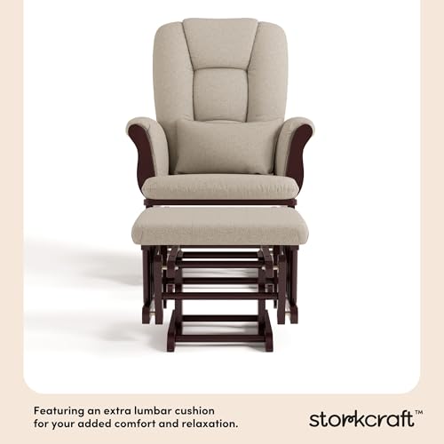 Image of Storkcraft Tuscany Glider & Ottoman and Lumbar Pillow, Espresso /Taupe Swirl