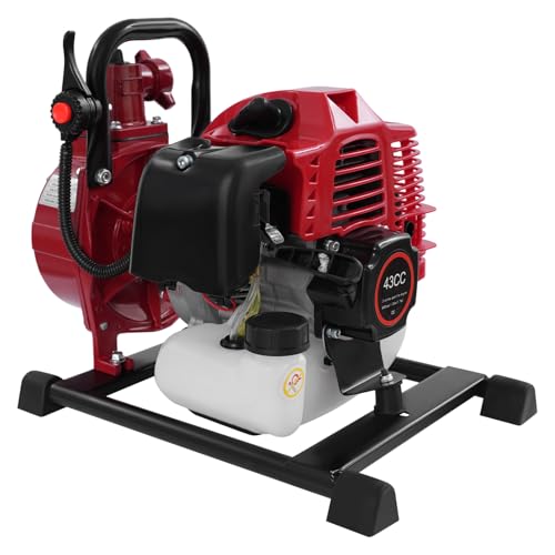 SICHENSH 1.7CV Pompe à eau à moteur à essence 2 temps pour jardin Pompe de jardin Motorpumpe Wasserförderpumpe avec refroidissement à air 43CC Pompe à...