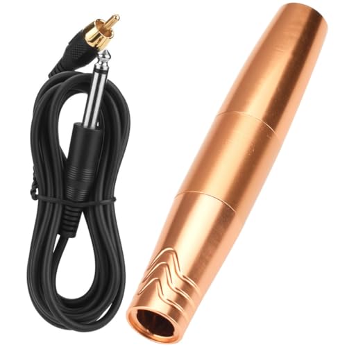 HEALEEP Bolígrafo Eléctrico para Tatuar Portátil de Aleación de Aluminio Rosa Dorado, Máquina de Tatuajes Compacta Cabeza Doble Intercambiable y Conexión Rca, Herramienta Profesional