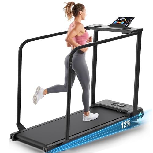 Image of FUNMILY Incline Walking Pad Treadmill with Handle Bar, Folding Treadmills for Home Small, 3.5HP Portable Treadmill with Desk, 350 lbs Weight Capacity, Walking Pad with Remote Control and LED Display