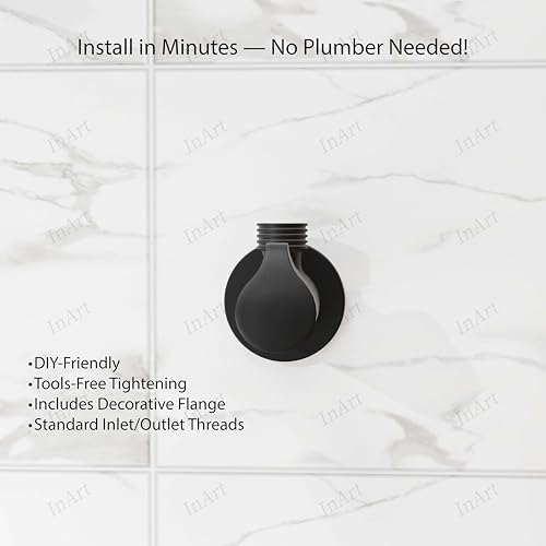 Image of InArt Heavy-Duty Brass Angle Valve for Bathroom & Kitchen | Leakproof 1-Way Angle Stop Cock with Wall Flange | Black Matte - 5 Year Warranty