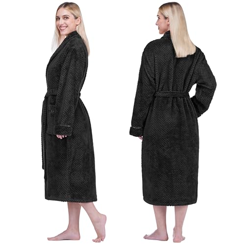 Image of PAVILIA Plush Robe for Women, Soft Fleece Long Spa Robe, Ladies Bathrobe with Pockets
