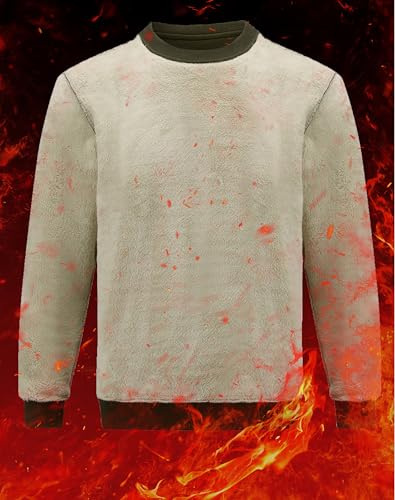 Image of Tansozer Mens Fleece Crewneck Sweatshirt Warm Sherpa Lined Thick Pullover Long Sleeve Tops Shirts