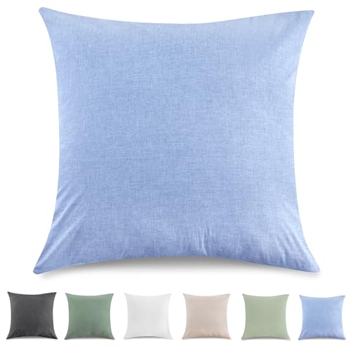 TOCOMOA Cushion Cover 80 x 80 cm, Set of 2, 100% Washed Cotton Cushion Covers, Oeko-Tex Certified