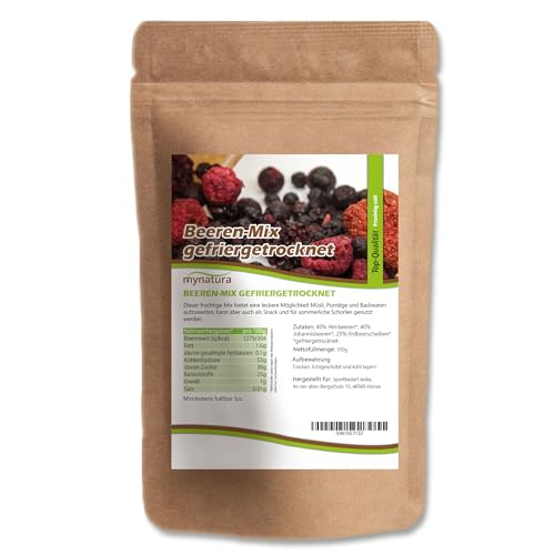 Bunter beeren-mix gefriergetrocknet i fruchtmischung i himbeeren i schwarze johannisbeeren i erdbeeren i fruchtsnack i vegan i 350g