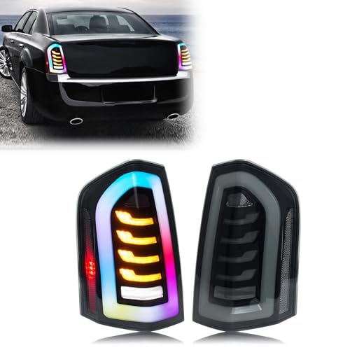 GRANDLOP New Accessory Compatible with Chrysler 300 300C 2011-2014 Full LED Tail Lights with Sequential Turn Signal Dynamic Animation Rear Lamps Assembly (Not Fit 2015-2020)