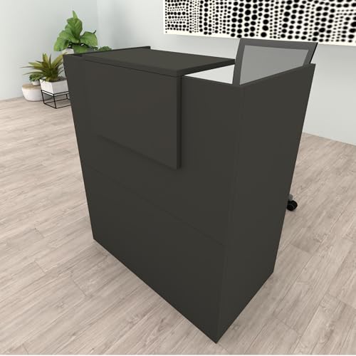 Henor Mostrador Oja. 100x50x107 cm. con Mesa Interior. Ideal para Recepción Atención Oficina Comercio Negocio Local Comercial. Grafito.