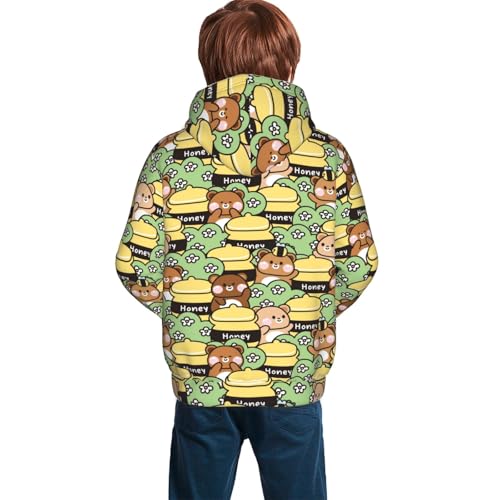 Cute Teddy Bear in Various Poses Kid Hoodies Boys Sweatshirts Girls Pullover with Pocket4