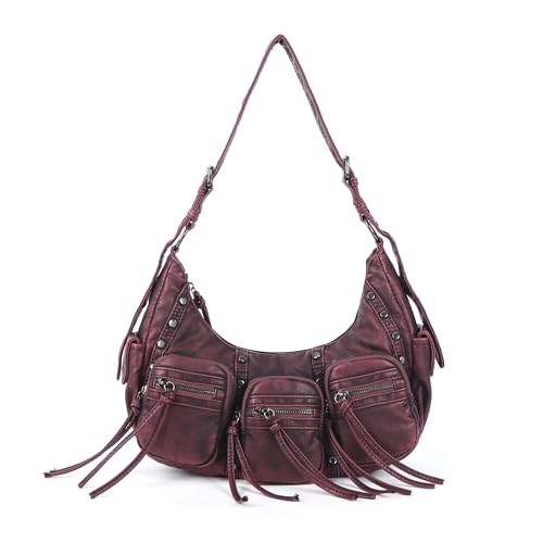 Image of Angel Kiss Hobo Bags Purse for Women Y2K Shoulder Bag Multi Pockets Designer Satchel Studded Handbags with Strap