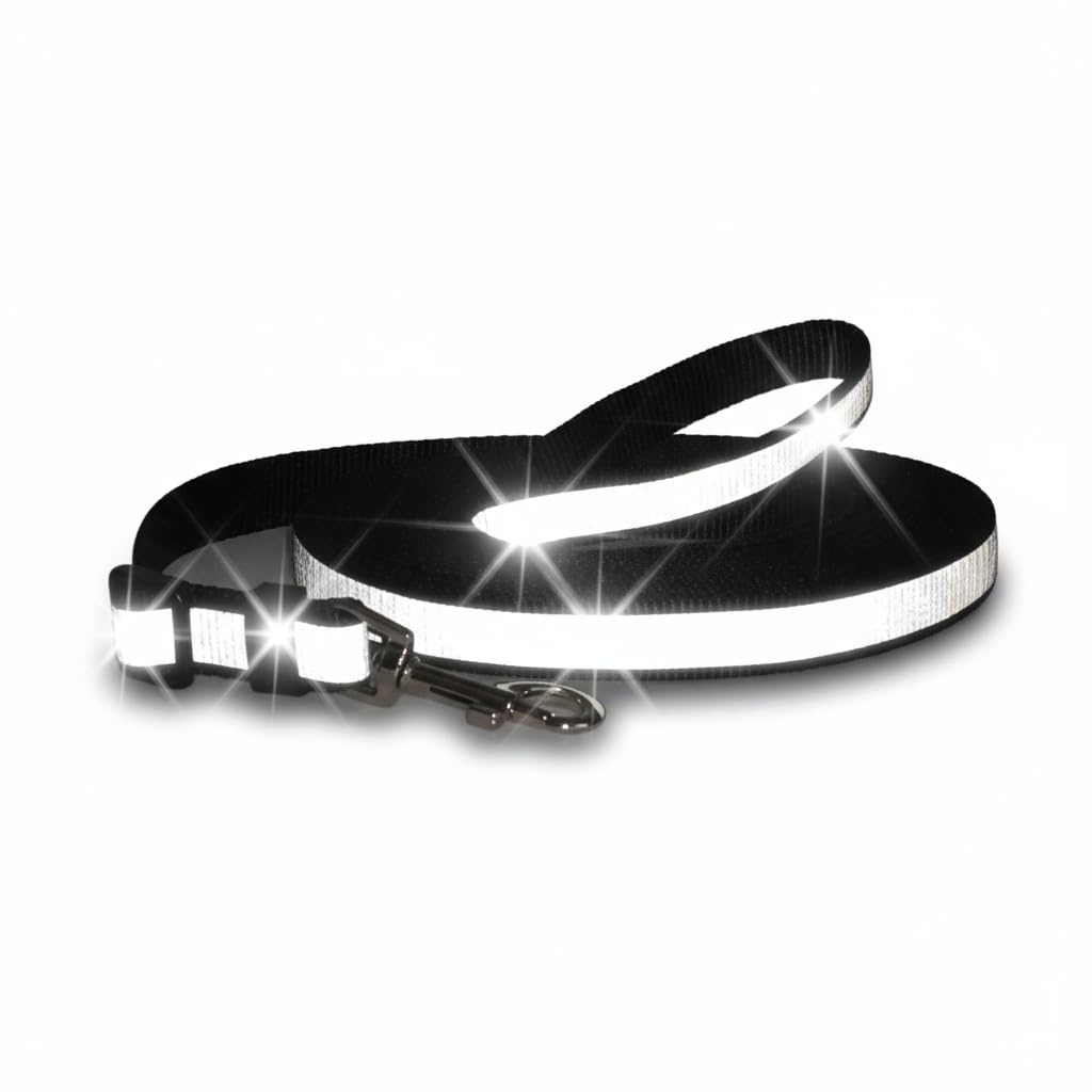Beroni® Katzenleine lang 3m, 5m stark reflektierend stufenlos verstellbar, Leine für Katzen schwarz für Halsband und Katzengeschirr Balkon, Garten und Auto (5 Meter)