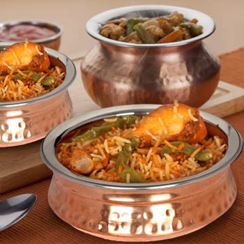Zap Impex Copper Tableware Serving Bowl Indian Serveware Handi Set Tureen Copper Stainless Steel Serving Dishes (13 Cm) Set Of 4 thumb #4