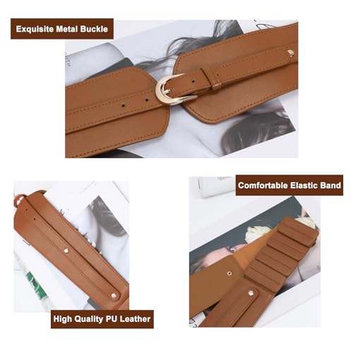 SUOSDEY Womens Wide Elastic Waist Belt for Dress Ladies Stretch Cinch Belt for Women4