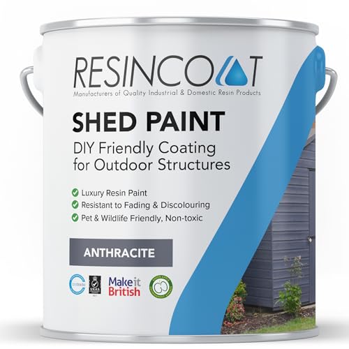 Resincoat Garden Shed Paint - Luxury Resin 1 Coat, Brush/Roller or Spray Applied Exterior Wood Finish, 5Kg (Anthracite)