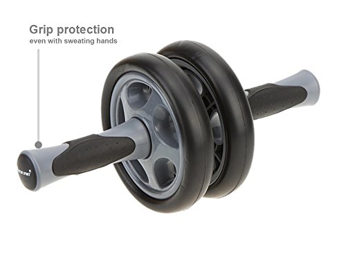 EmpireAthletics – Rueda para Abdominales 'DoubleWheel' con Manijas Antideslizantes, Ruedas Dobles y Colchoneta para Las Rodillas – Workout Fitness Bodybuilding AB Roller Ejercicio en Gris-Negro - Imagen 3
