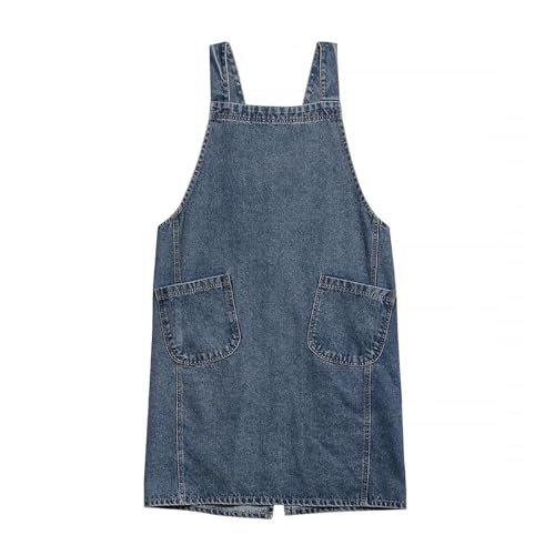 Unisex denim apron no-ties cross back apron with pocktes for cooking